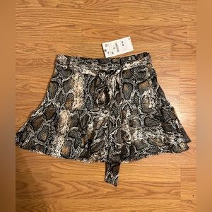 Zara silky skort with ruffle hem in a snake skin print